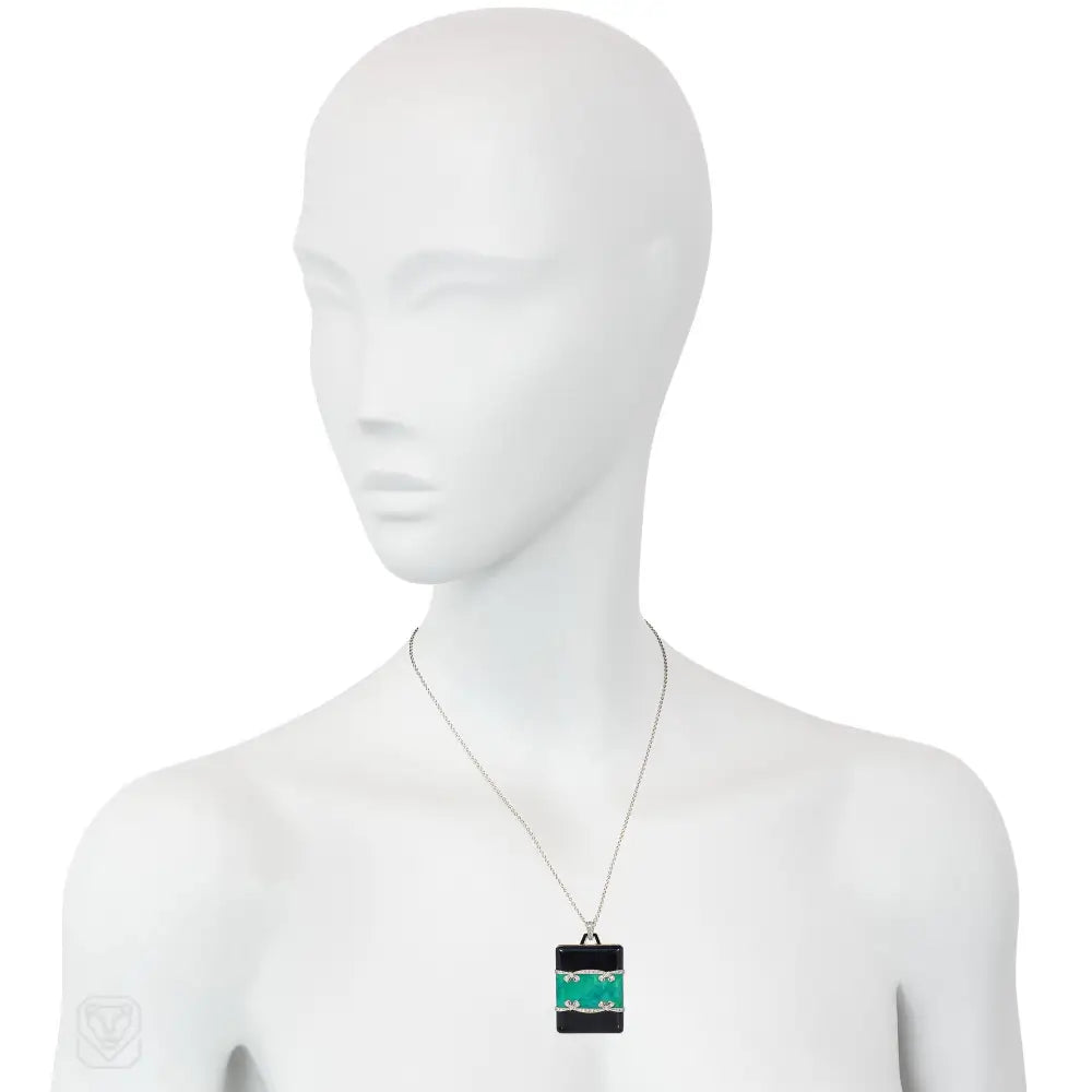 Early Art Deco enamel and diamond locket