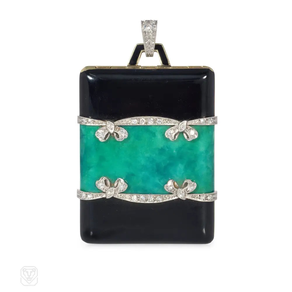 Early Art Deco enamel and diamond locket