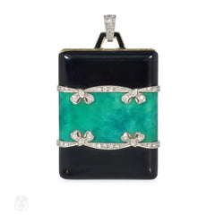 Early Art Deco enamel and diamond locket