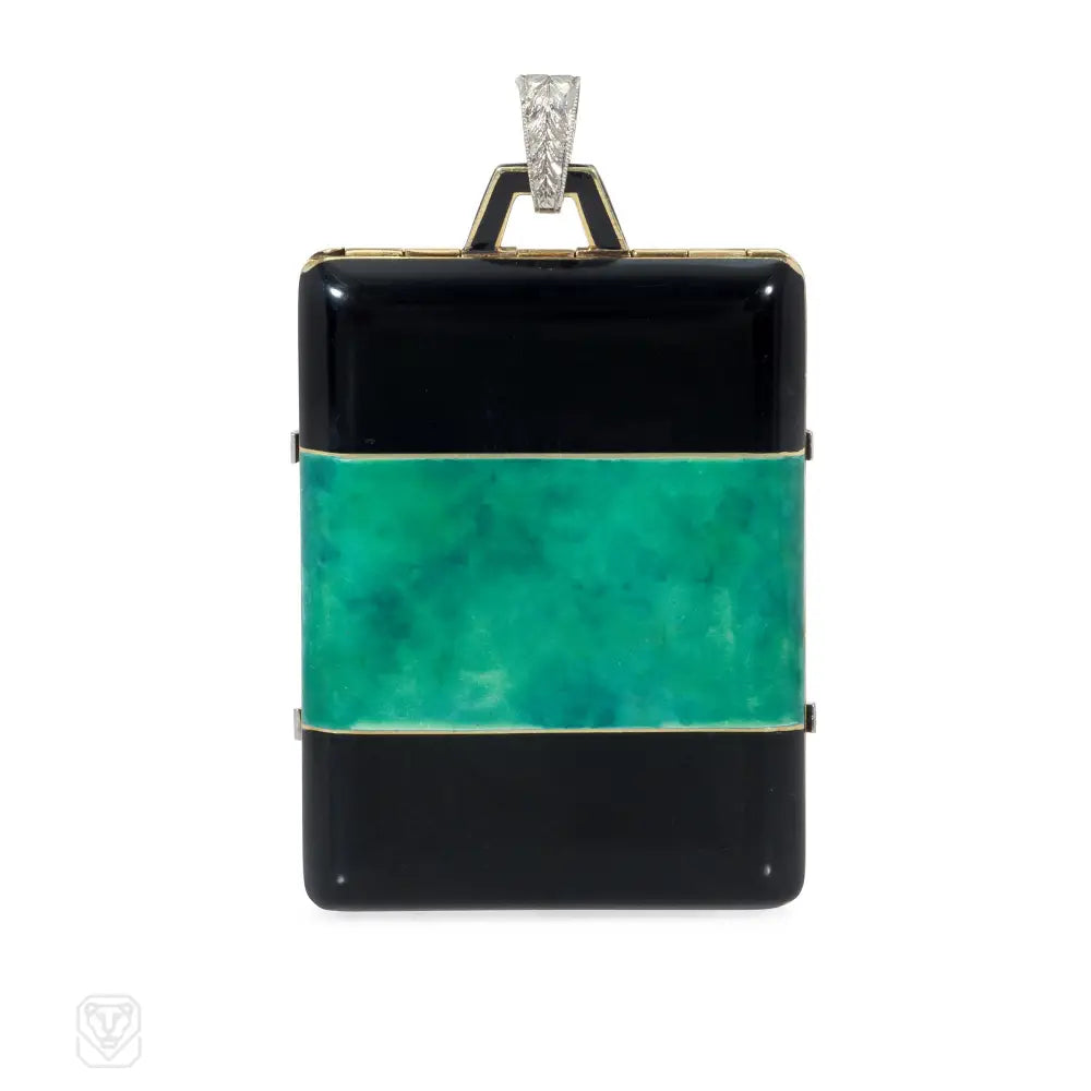 Early Art Deco enamel and diamond locket