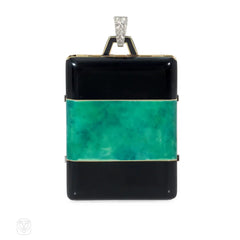 Early Art Deco enamel and diamond locket
