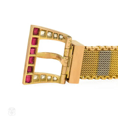 Edwardian gold and gemset buckle bracelet, Russia