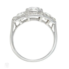 Edwardian three-stone old European cut diamond ring