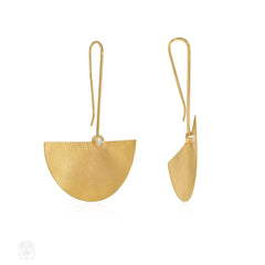 Estate diamond and gold fan earrings