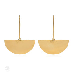 Estate diamond and gold fan earrings