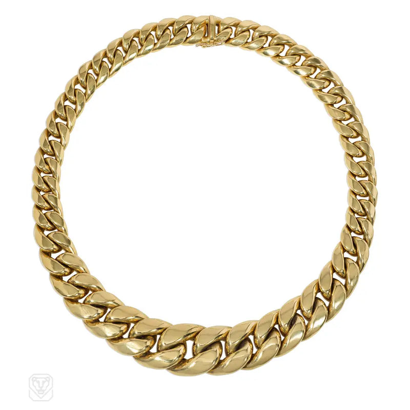 Estate Gold Graduated Curb Link Necklace