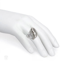 French 1950s white gold and diamond ring