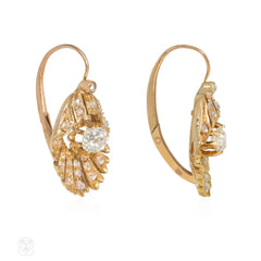 French gold and diamond shell earrings