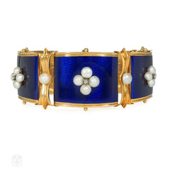 Froment Meurice antique enamel and pearl bracelet