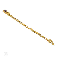 Georgian belcher-link gold and garnet bracelet