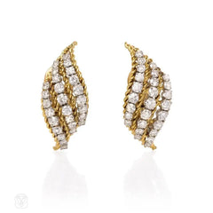 Gold and diamond flame design earrings