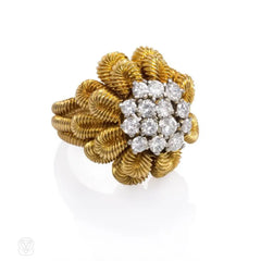 Gold and diamond flower cocktail ring, Van Cleef & Arpels