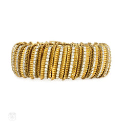 Gold and diamond ribbed bracelet, Faraone