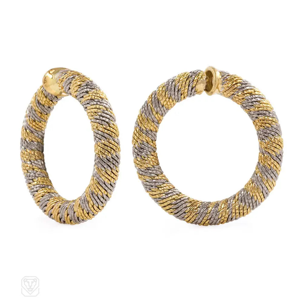 Gold tension hoop earrings Georges Lenfant Kentshire