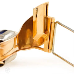 Gübelin Retro gold and sapphire bow brooch