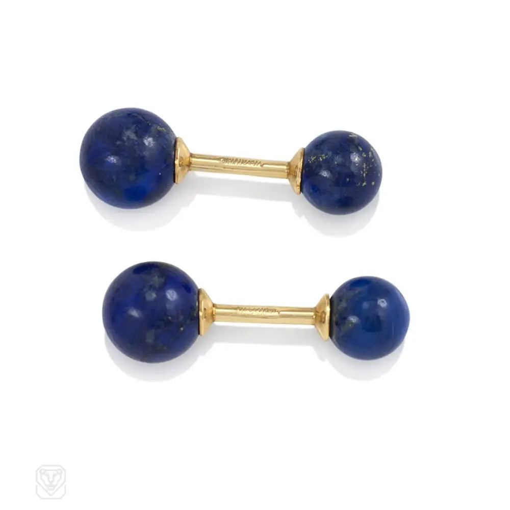 Lapis and gold cufflinks and studs dress set, Tiffany