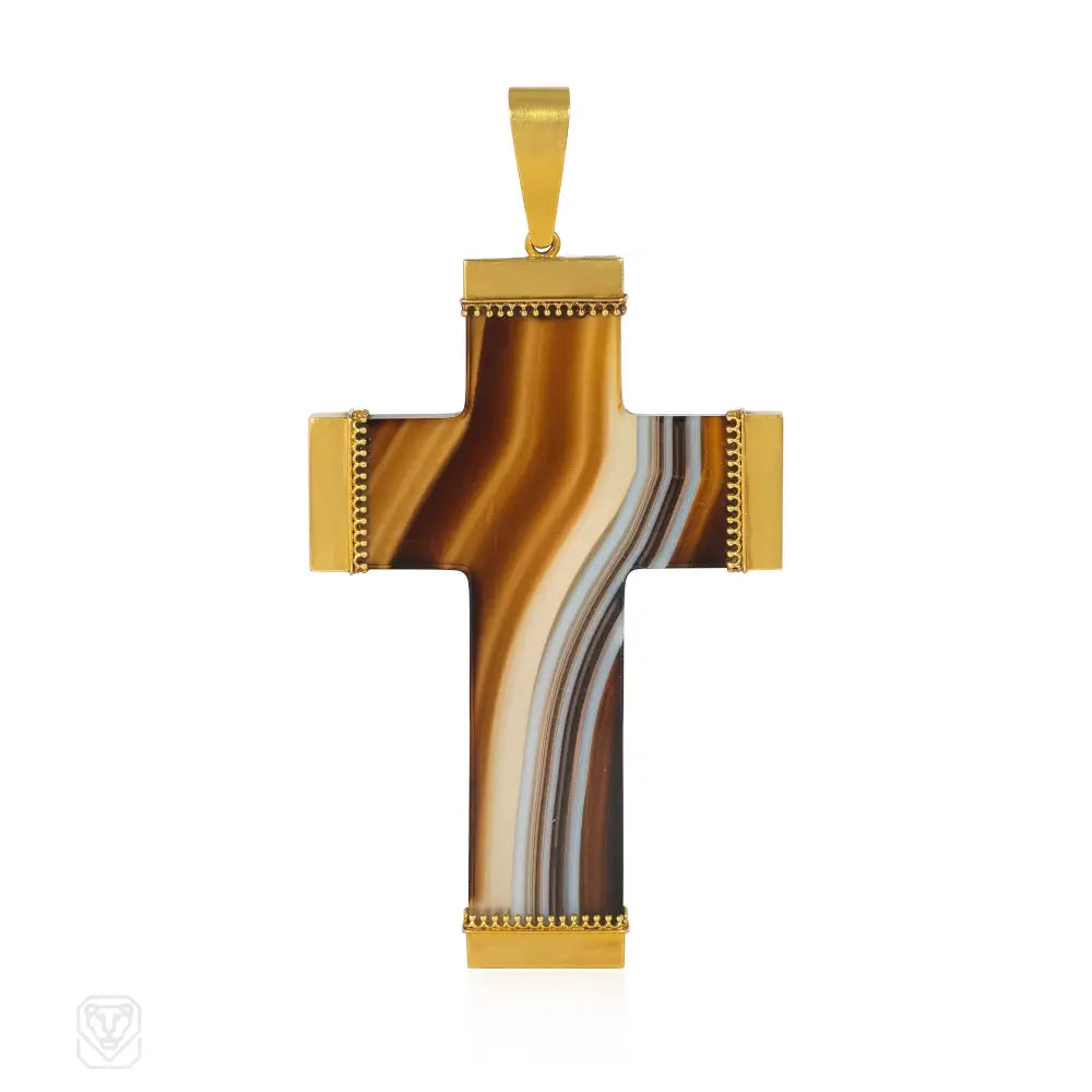 Large antique gold and agate cross – Kentshire