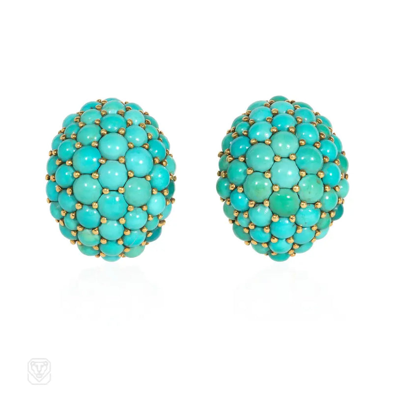 Mid - Century Bombé Turquoise Earrings