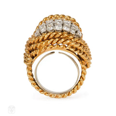 Mid-century gold and diamond turban ring