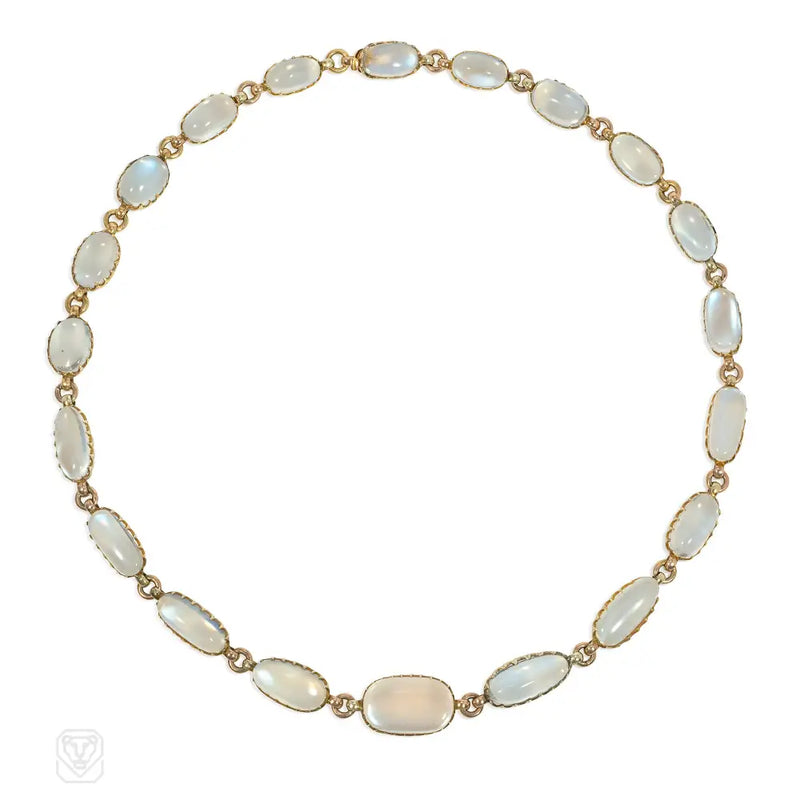 Moonstone And Gold Rivière Necklace