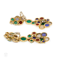 Multicolor chalcedony pendant earrings