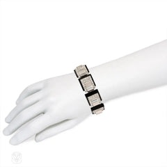 Onyx and diamond plaque bracelet