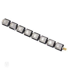 Onyx and diamond plaque bracelet