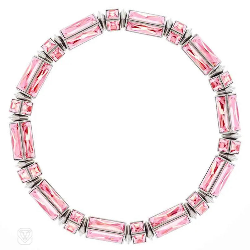 Pink Baguette Swarovski Crystal Necklace