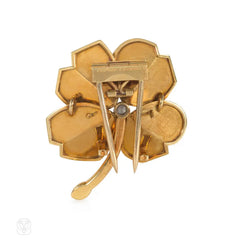 Retro Cartier gold and diamond clover brooch