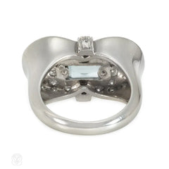 Retro diamond and aquamarine cocktail ring