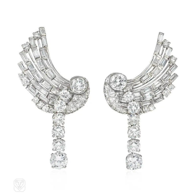 Retro Diamond Wing Earrings With Removable Pendants