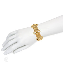 Retro French gold geometric tank bracelet