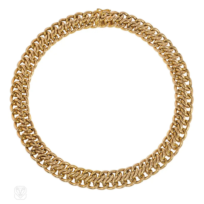 Retro French Gold Woven Link Necklace