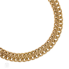 Retro French gold woven link necklace