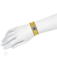 Retro French sapphire and diamond button bracelet
