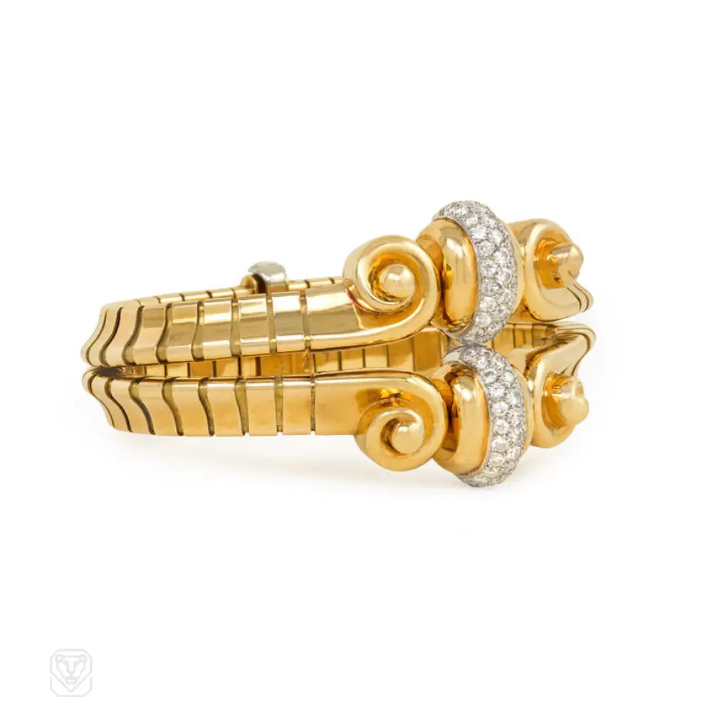 Retro gold and diamond bracelet, Mauboussin