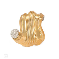 Retro gold and diamond clip brooch, Belperron