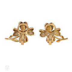 Retro gold clover earrings
