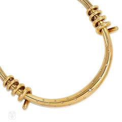 Retro gold necklace with star-set diamonds, Mellerio