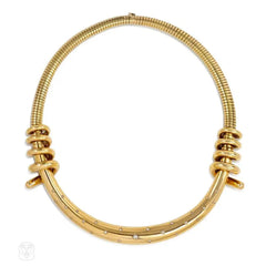 Retro gold necklace with star-set diamonds, Mellerio