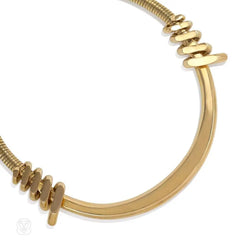 Retro gold necklace with star-set diamonds, Mellerio