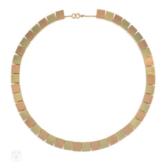 Retro two-color gold sugar cube necklace