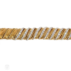 Ribbed gold and diamond bracelet, Hammerman Bros.