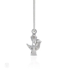 Sterling silver bird pendant on woven chain