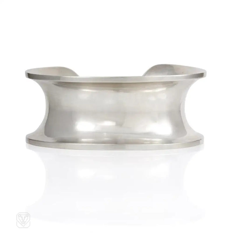 Sterling Silver Cuff Bracelet Of Concave Design