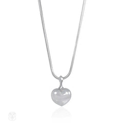 Sterling silver heart pendant with snake link chain