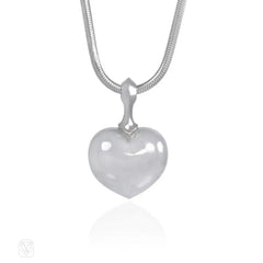 Sterling silver heart pendant with snake link chain
