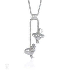 Sterling silver lariat with bird terminals