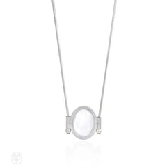 Sterling silver lavalier with rock crystal pendant