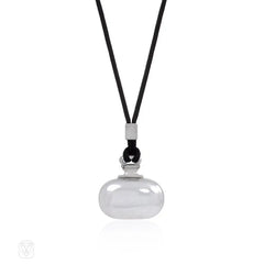 Sterling silver oblong pendant on black cord